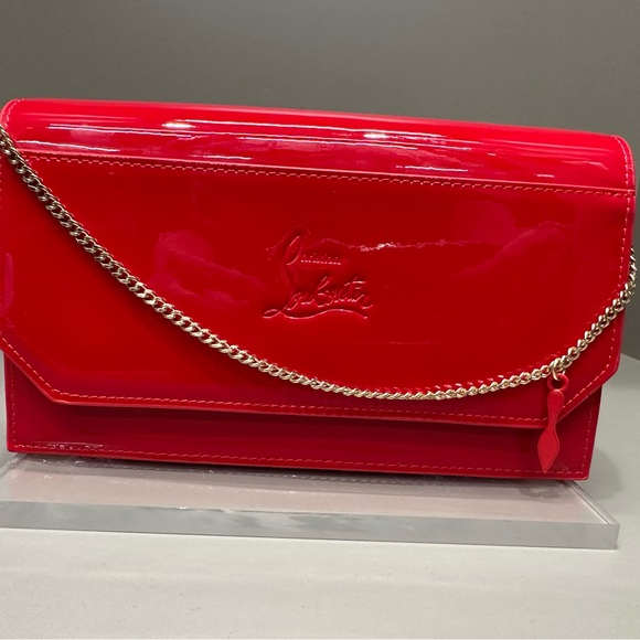 Christian Louboutin Handbags - CHRISTIAN LOUBOUTIN SIGNATURE RED VINYL FAUX PATENT MAKEUP CLUTCH NWOT